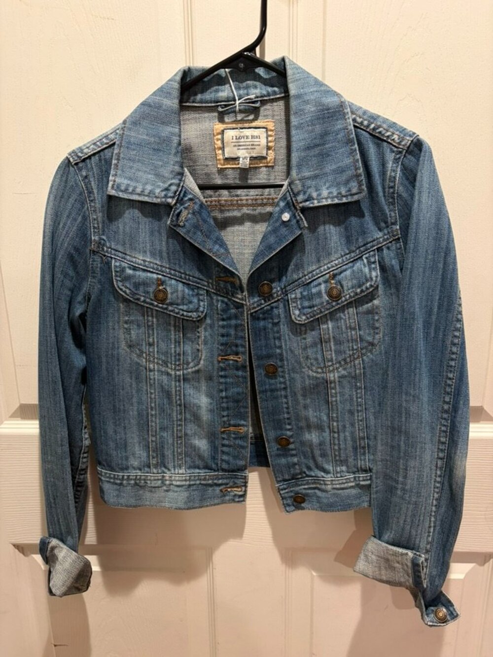 Cottagecore 100% Cotton Women's Vintage Cropped Denim Jacket size medium